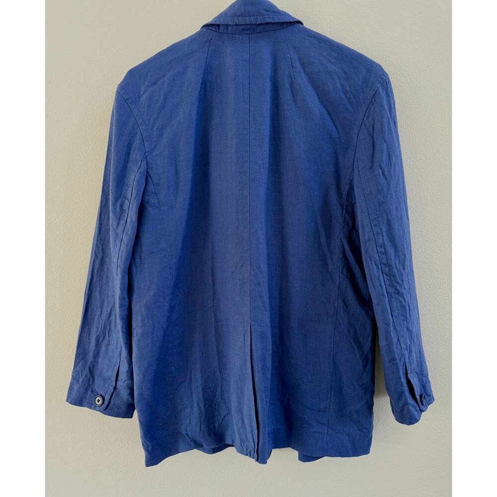 Madewell Blue Linen XS Double-Breasted Oversized Blazer Jacket - Picture 9 of 16